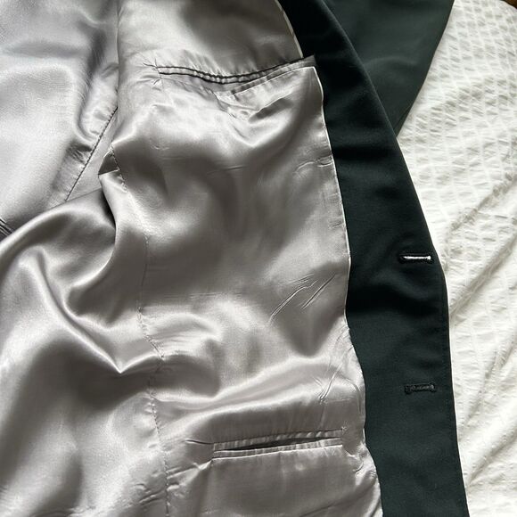 Vintage Lands End Mens Blazer 44L Green Wool Jacket Made in USA Preppy Dad FLAW - Picture 11 of 16